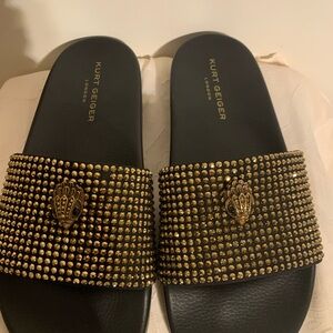 Kurt Geiger Gold Crystal Embellished Sandals